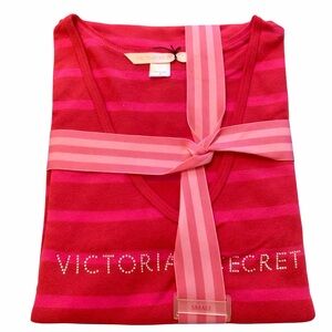 Victoria’s Secret Pink Stripe Lounge Top Size S Pajama Tee Logo